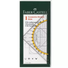   Faber-Castell: Háromszög alakú derékszög vonalzó benne szögmérővel