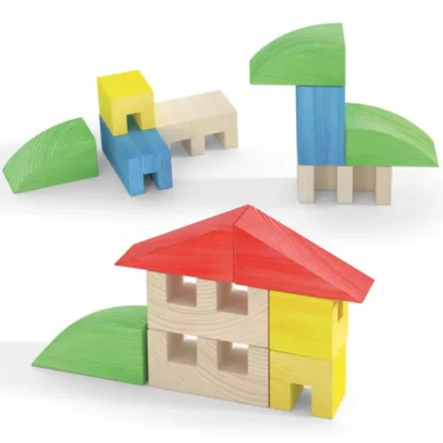 Quercetti: ToyTown Basic 15db-os fa építőjáték