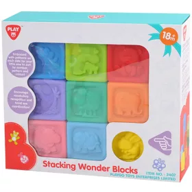 Playgo: Puha szivárvány építőkockák