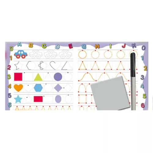 Készségfejlesztő rajztábla letörölhető filccel Formák - D-Toys