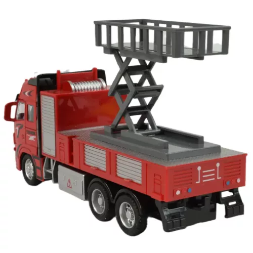Fire Truck Lendkerekes emelőkosaras tűzoltóautó fénnyel és hanggal 20cm