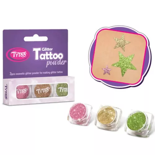 TyToo Rózsaszín arany és pezsgő színű csillámpor szett 3x25ml
