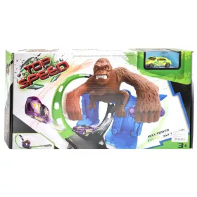   Top Speed: King-Kong 360°-os dupla szuper hurok versenypálya gorilla figurával 1db kisautóval 1/64