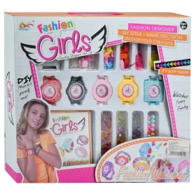   Fashion Girls: Karóra készítő gyöngyszett színes gyöngyökkel, 5db órával és kiegészítőkkel