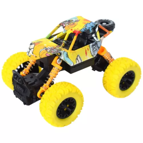 Off-Road hátrahúzós sárga rally autó 1/32