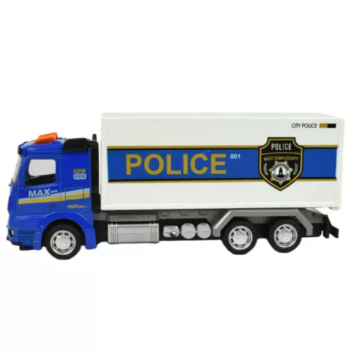Police Set: Lendkerekes rendőrségi teherautó fénnyel és hanggal többféle változatban 19cm 1db