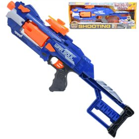   Soft Bullet Gun: Elektromos forgótáras szivacslövő gépfegyver töltényekkel 55cm