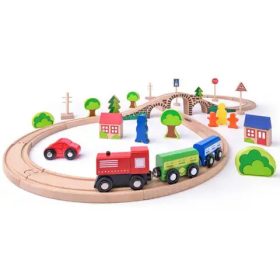   8-as alakú fa vasútpálya szett kiegészítőkkel - Woodyland