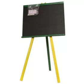 Állványos fa rajztábla krétával, színes lábakkal