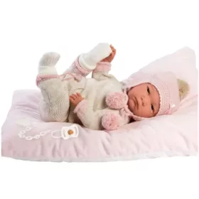   Llorens: Reborn limitált kiadású élethű újszülött baba bojtos ruhával 42cm-es