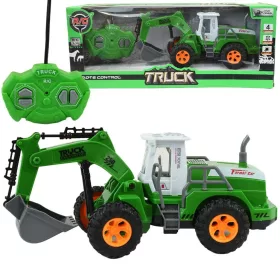 RC Távirányítós markoló munkagép zöld színben fényeffektekkel 130-as méretarány 22cm