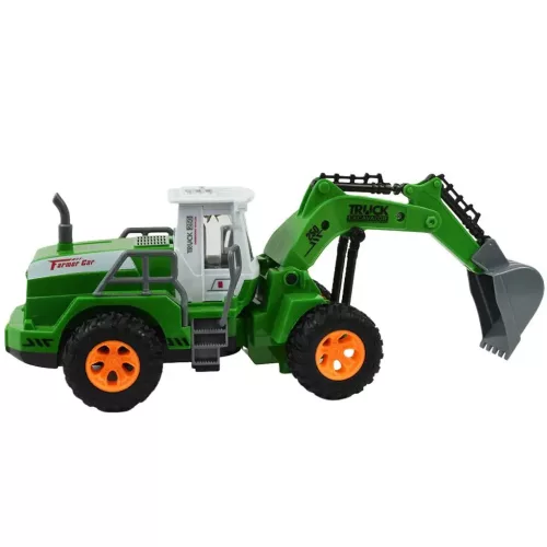 RC Távirányítós markoló munkagép zöld színben fényeffektekkel 130-as méretarány 22cm
