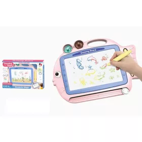   Halacska formájú rózsaszín mágneses rajztábla nyomdákkal