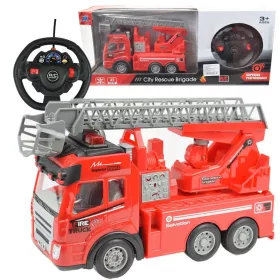   RC Távirányítós emelőkosaras tűzoltóautó fényeffektekkel 1/48-as méretarány 27 MHz 20cm