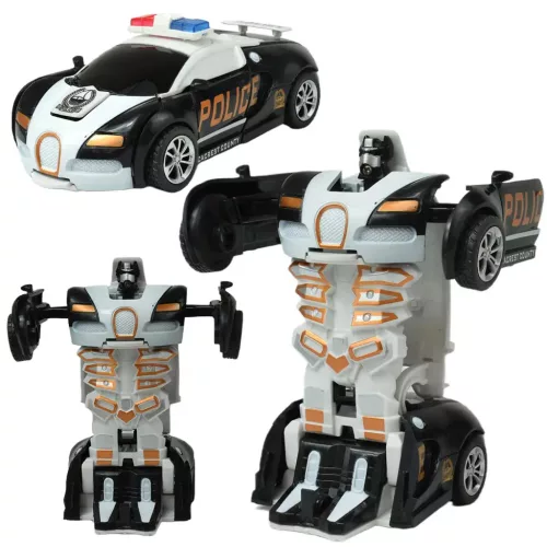 Car Model Robottá alakítható lendkerekes Bugatti Veyron rendőrautó többféle változatban 13cm 1db