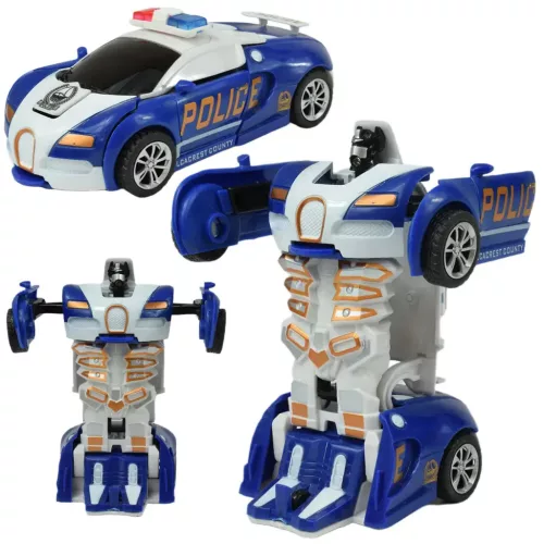 Car Model Robottá alakítható lendkerekes Bugatti Veyron rendőrautó többféle változatban 13cm 1db