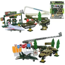   Super Army: Katonai játékszett fém járművekkel és lendkerekes repülővel kétféle változatban
