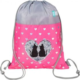   St.Right Rózsaszín szívecske mintás flitteres tornazsák, sportzsák 34x43cm