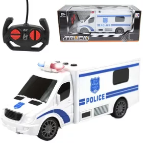  RC Távirányítós rendőr kisbusz fény és hang effektekkel 1/24-es méretarány 20cm