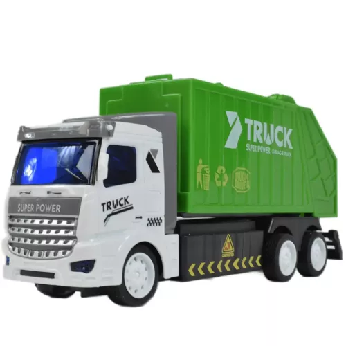RC Távirányítós hulladékszállító kukás teherautó fénnyel 1/48-as méretarány 27MHz 20cm