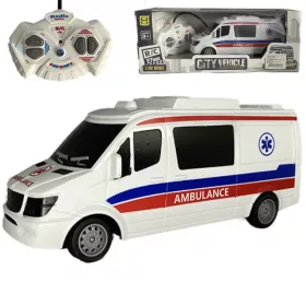   RC Távirányítós mentőautó fénnyel 27MHz 1/32-es méretarány 25cm