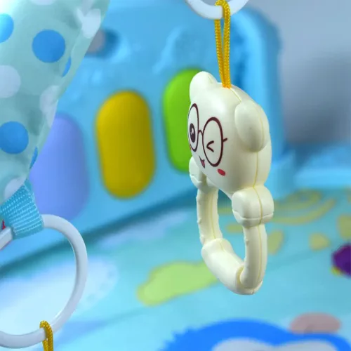 Oroszlános kék játszószőnyeg bébi zongorával  64x78cm