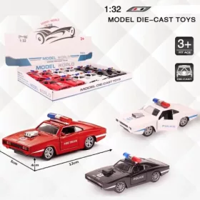  Muscle Car rendőrségi hátrahúzható fém autómodell több változatban 1/32