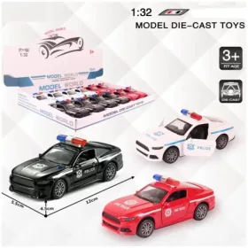   Ford Mustang rendőrségi hátrahúzható fém autómodell több változatban 1/32
