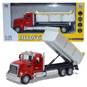Heavy Duty Truck Hátrahúzós fém billenőplatós teherautó modell nyitható ajtókkal 136