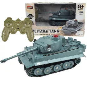   RC Távirányítós Német Tigris tank élethű funkciókkal 1/30-as méretarány 2,4GHz 30cm