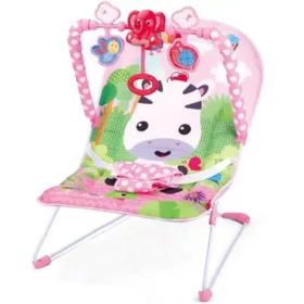   Rezgő és zenélő pihenőszék pink színben zebra mintával