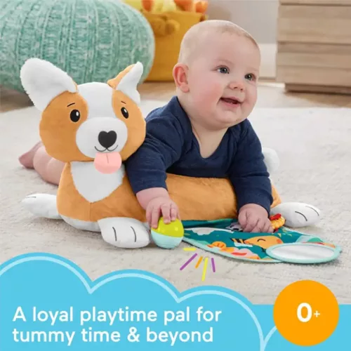 Fisher-Price Corgie Puppy Nőj velem pocakpárna csörgővel rágókával és tükörrel - Mattel