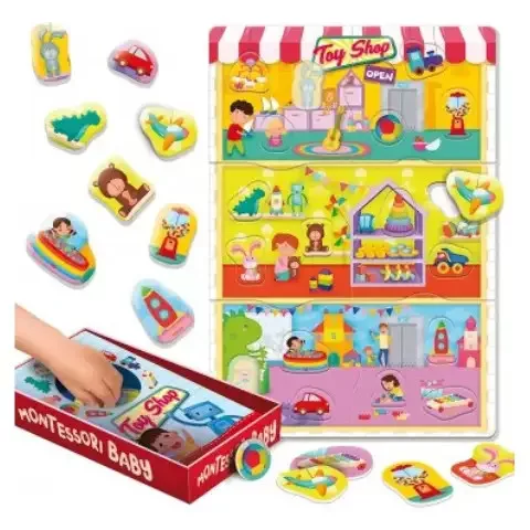 Montessori Baby Box készségfejlesztő formaillesztő puzzle - Lisciani
