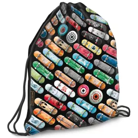   Ars Una: Rollin Mania gördeszka mintás fekete tornazsák, sportzsák 32x42cm