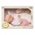 Baby Dream: Csecsemőbaba pink ruhában kiegészítőkkel 35cm-es
