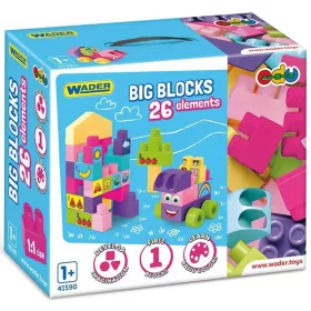 Nagy építőkocka szett rózsaszín elemekkel 26db-os - Wader