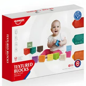   Happy World: 12 db-os tapintásfejlesztő puha építőkocka szett