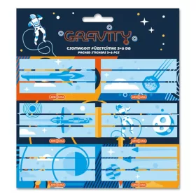   Ars Una: Gravity Űrhajó mintás csomagolt füzetcímke 3x6db-os