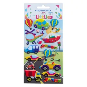 The Littlies Színes járművek 3D pufi matrica szett 10x22cm-es íven