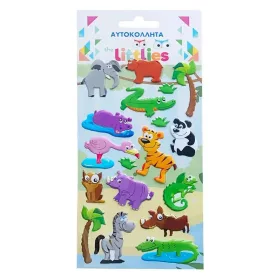 The Littlies Dzsungel állatok 3D pufi matrica szett 10x22cm-es íven