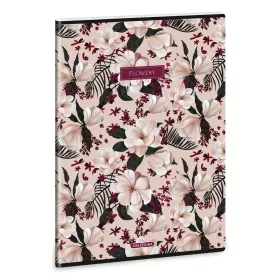 Ars Una: Flowery Pink extra kapcsos kockás füzet A/4