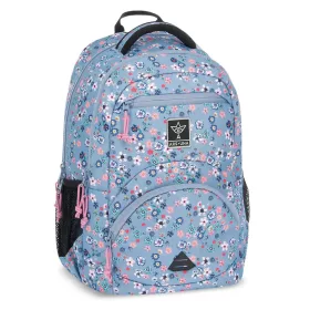   Ars Una Pearl Blossom Blue virágos ergonomikus iskolatáska, hátizsák 33x45x24cm