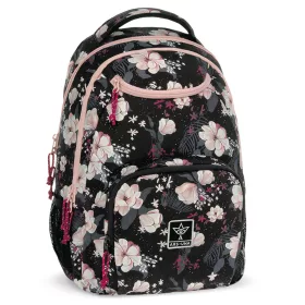   Ars Una Flowery Black virágos AU-6 iskolatáska, hátizsák 34x45x26cm