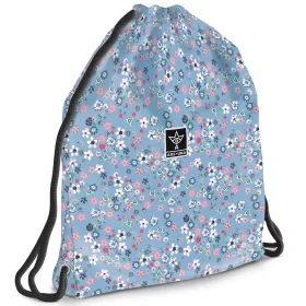   Ars Una: Pearl Blossom Blue virágos tinédzser tornazsák, sportzsák 37,5x46cm