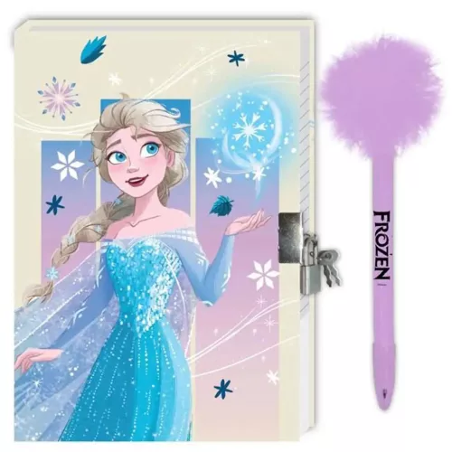 Disney Jégvarázs 2 titkos napló lakattal és pom-pomos tollal 12x18cm 60 lapos