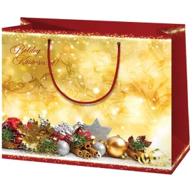 Cardex Boldog Karácsonyt arany színű nagy ajándéktáska 26x13x33cm