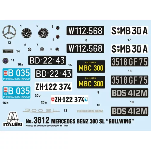 Italeri 1/16 Mercedes-Benz 300SL Gullwing autó makett