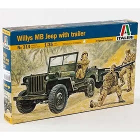 Italeri 135 Willys MB katonai Jeep utánfutóval jármű makett