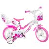 Flappy 12 gyerek bicikli kosárral és babaüléssel rózsaszín-fehér színben - Dino Bikes kerékpár