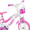 Flappy 12 gyerek bicikli kosárral és babaüléssel rózsaszín-fehér színben - Dino Bikes kerékpár